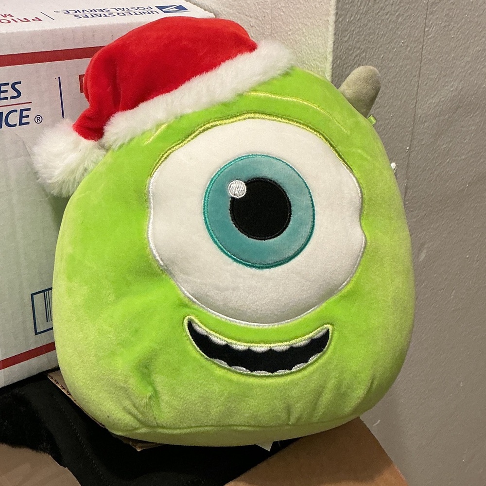 Disney Lime Green Plush with Red Santa Hat